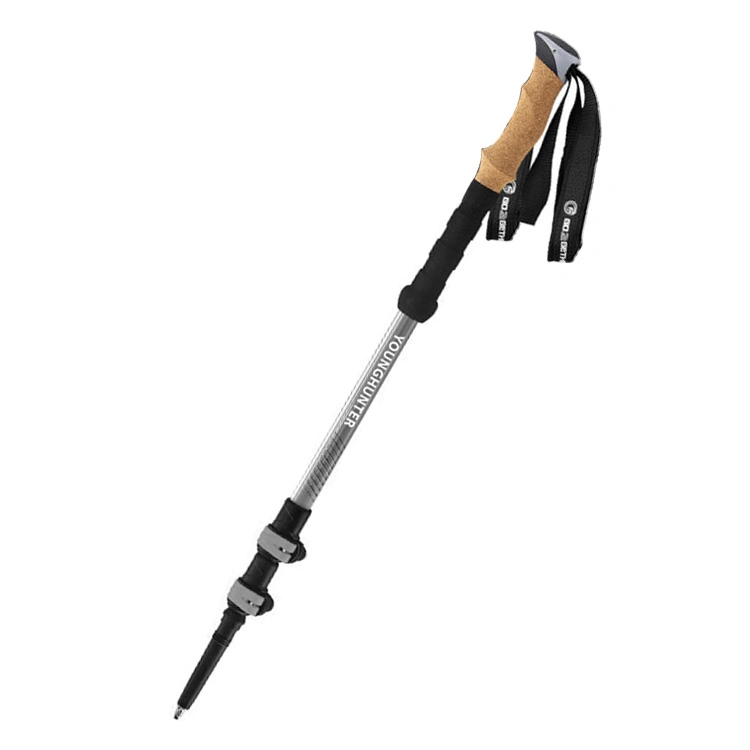 Wholesale High Quality Trekking Pole Walking Stick Crutches Wooden Handle Telescopic Trekking Pole Quick Locking Trekking Pole