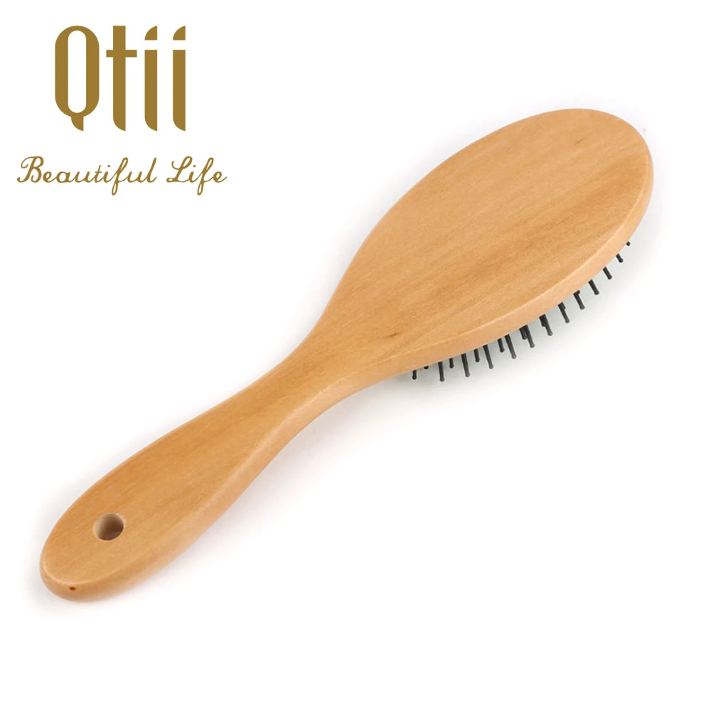 Oval Shape Anti-Static Nylon Bristle Massage Wooden Hair Brush for All Hair Type