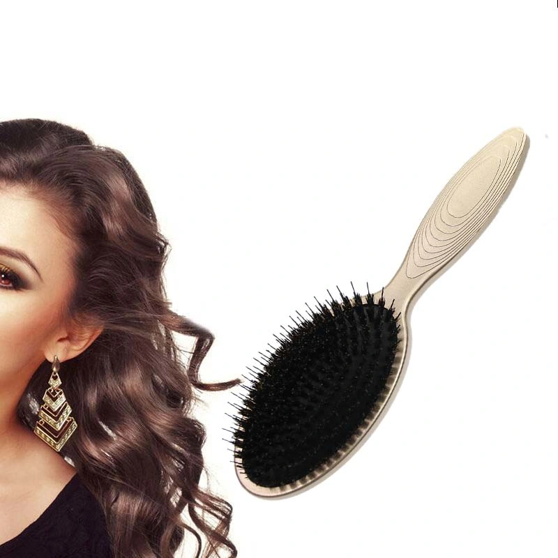 Professional Custom Gold Color Barbera Salon Hair Brush Loop Bristle Oval Paddle Hair Brush