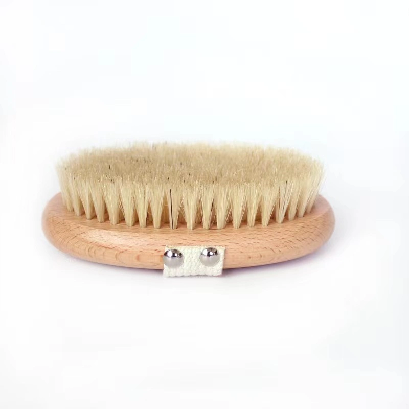 Custom Logo Handle Natural Boar Bristle Dry Skin Body Bath Brush with Hand Band