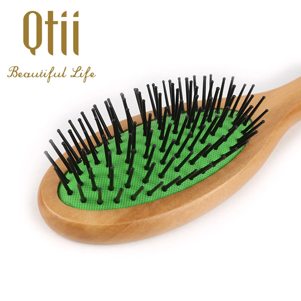 Oval Shape Anti-Static Nylon Bristle Massage Wooden Hair Brush for All Hair Type