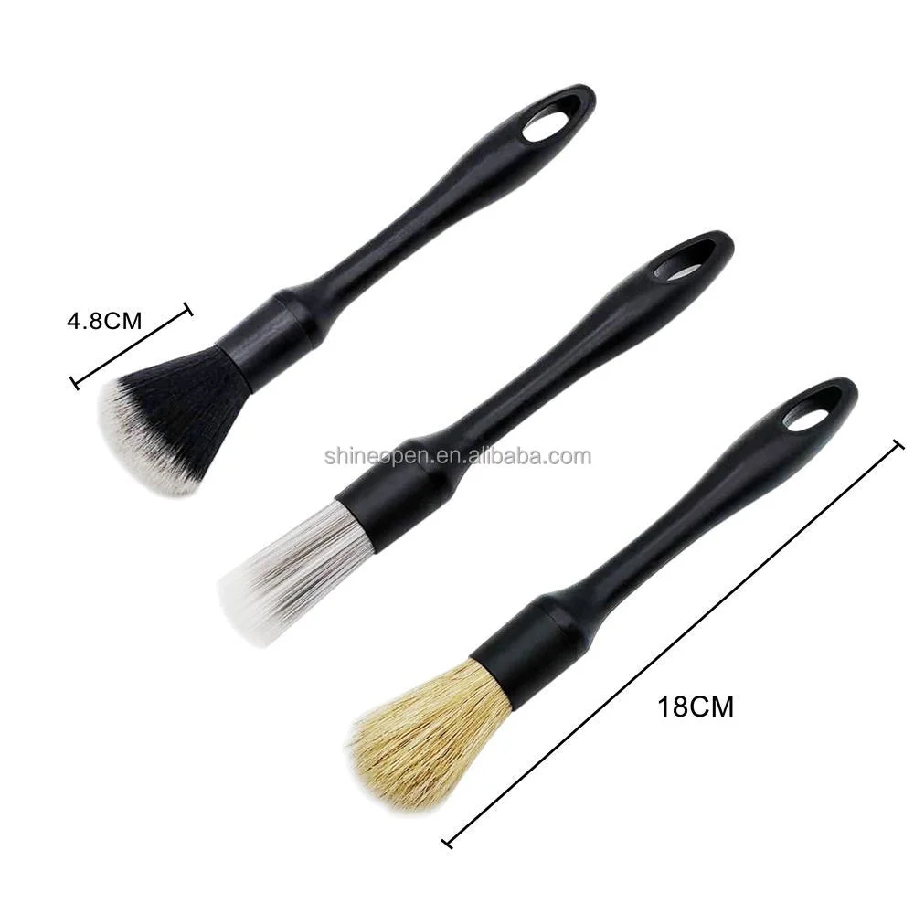 Shineopen 3PCS Set Car Detailing Brush Long Car Interior Cleaning Soft Brush Detailing Cleaning Brushes Set