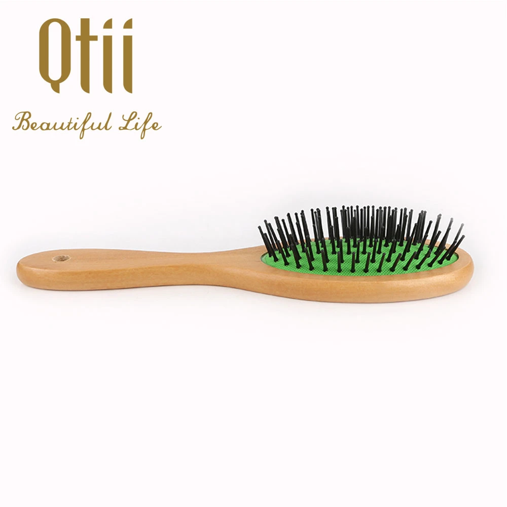 Oval Shape Anti-Static Nylon Bristle Massage Wooden Hair Brush for All Hair Type