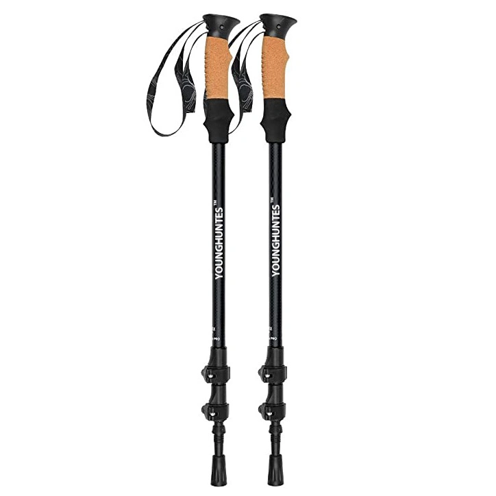 Mountaineering Compact Ergonomic Handle with Soft Strap Carbon Sticks Tactical Trekking Pole