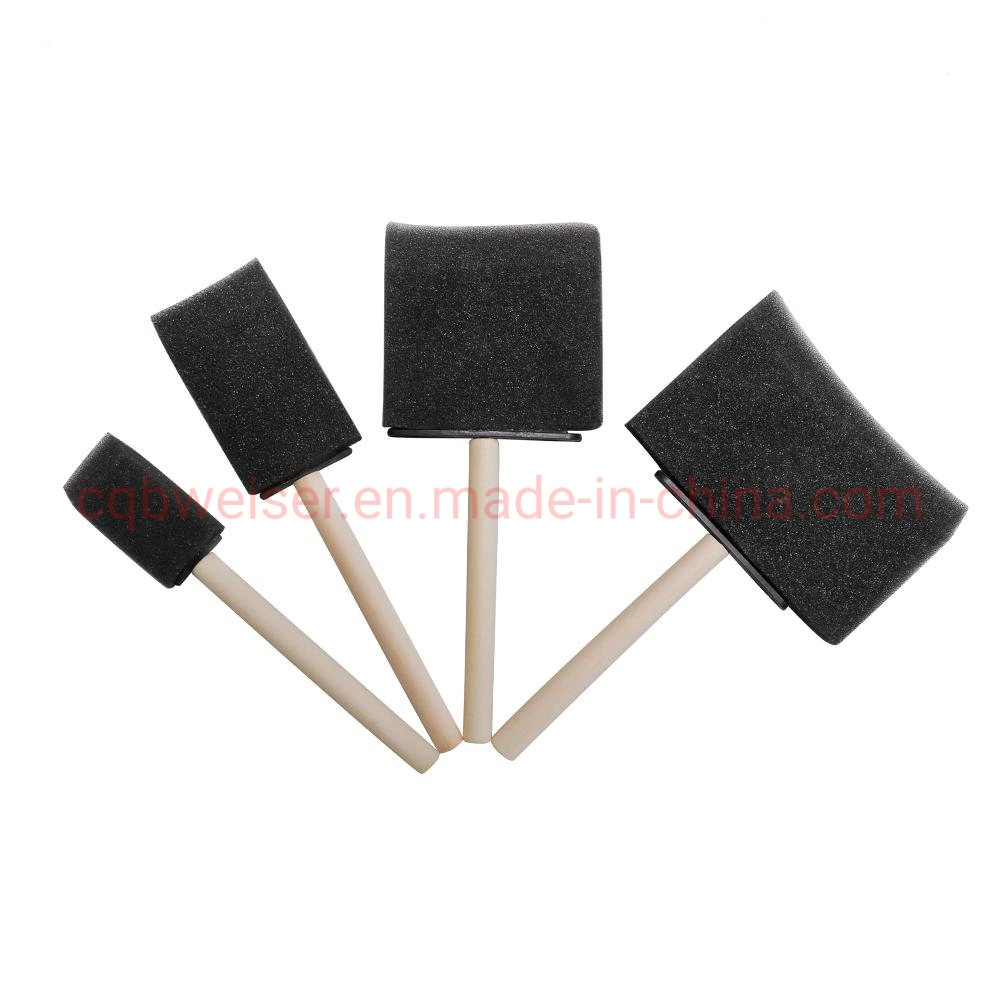 Art Sponge Brush Wood Handle Durable Foam Sponge Paint Brush