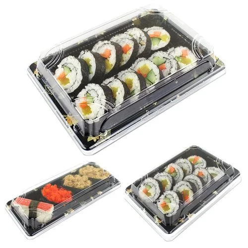 Various Types Sushi Tray with Lid Sashimi Platter Salad Fruit Plastic Food Packaging Box Customized Wholesale