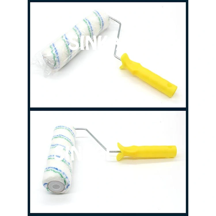 Yellow Stripe Polyacrylic Paint Roller Brush Plastic Paint Roller Frame for Painting Paint Roller Handles