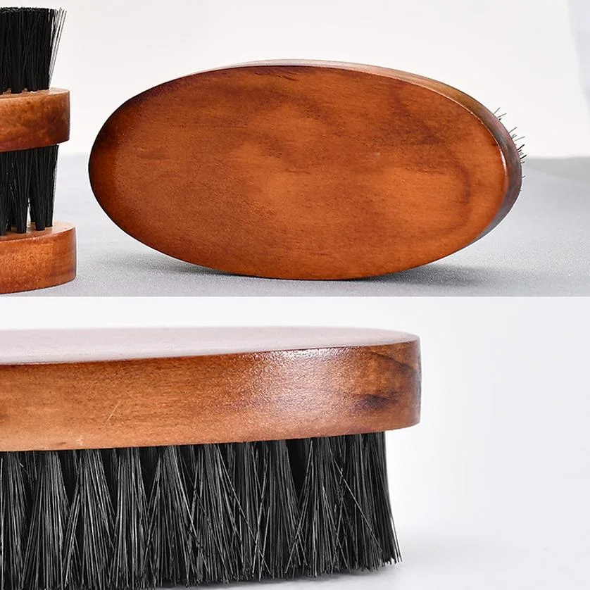 Natural Material Brighten Shoes Oval Horsehair Brush