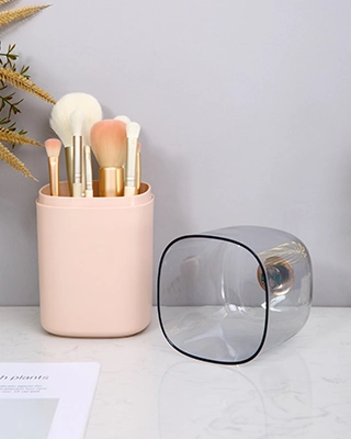 Dresser Cosmetic Tools Case Storage Box Storage Brushes Lipsticks Great for Bathroom Countertop Waterproof Pink Makeup Organizer with Lid