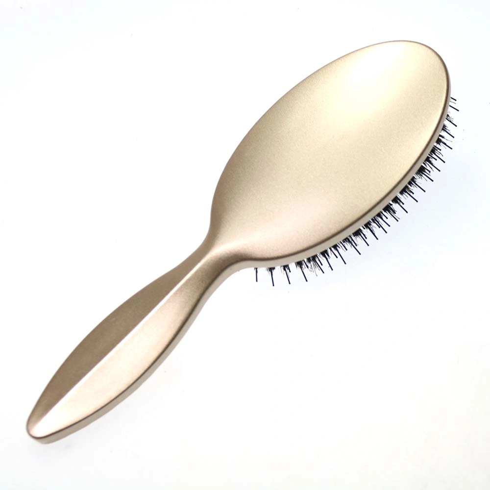 Professional Custom Gold Color Barbera Salon Hair Brush Loop Bristle Oval Paddle Hair Brush