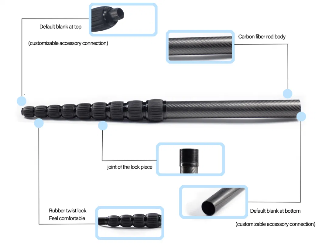 Customize 3K Metal Detector Carbon Fiber Telescopic Poles