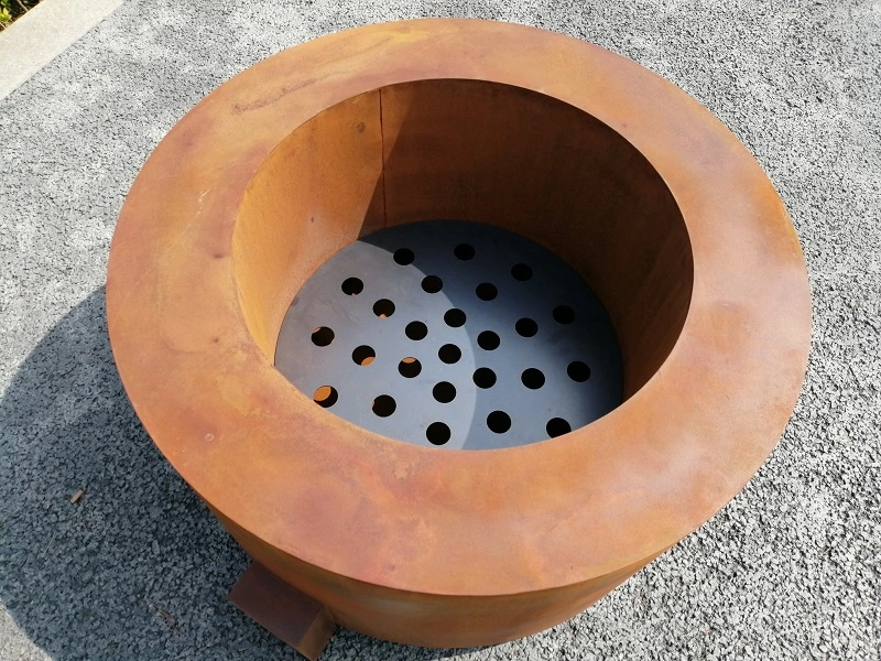 Backyard Fire Place Round Corten Steel Wood Burning Fire Pit Table