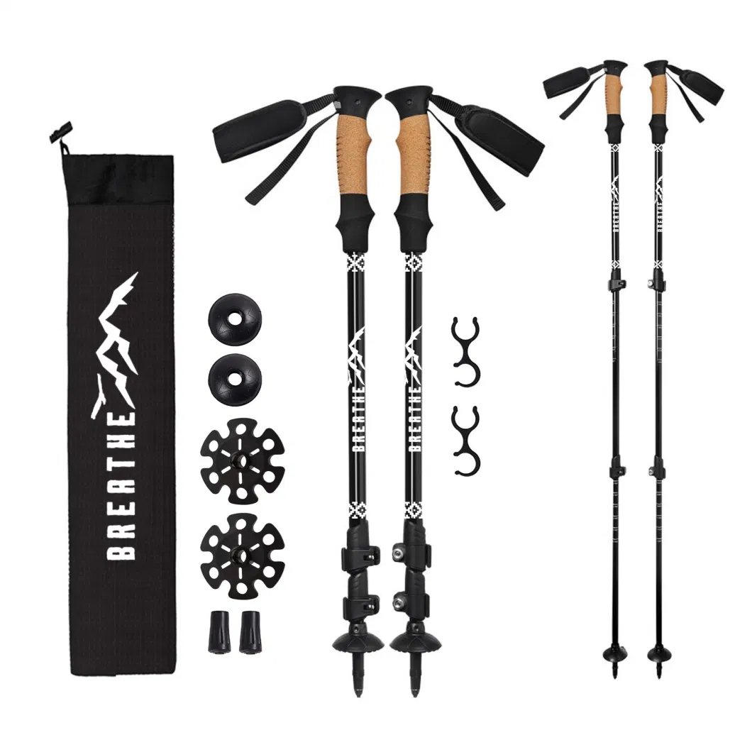 Mountaineering Compact Ergonomic Handle with Soft Strap Carbon Sticks Tactical Trekking Pole