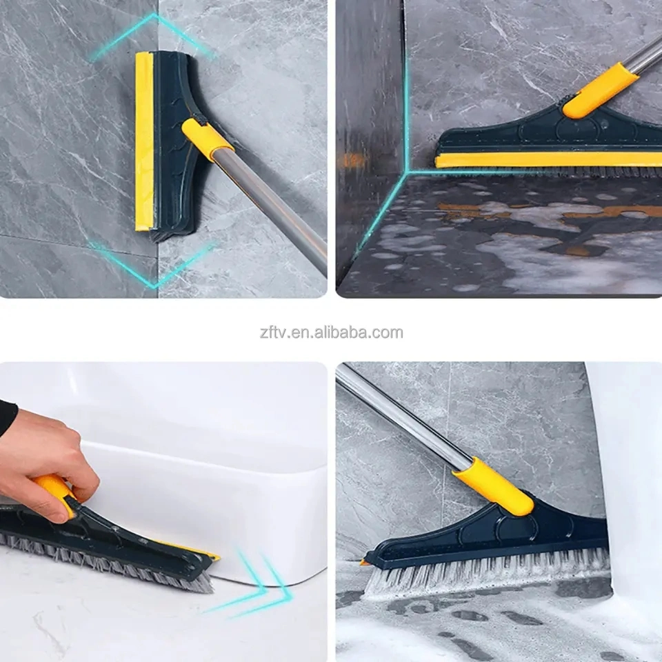 Toilet Corner Ground Seam Cleaning Brush Rotatable Handle Brooms Floor and Cleaning Sweeping Brush