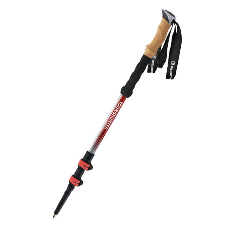 Wholesale High Quality Trekking Pole Walking Stick Crutches Wooden Handle Telescopic Trekking Pole Quick Locking Trekking Pole