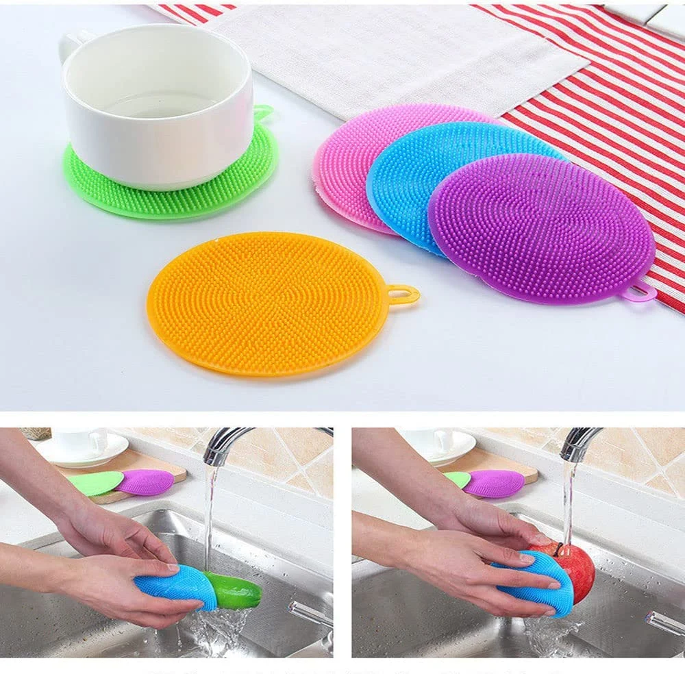 Kitchen Silicone Sponge Dish Brush Double Sided Cleaning Sponges