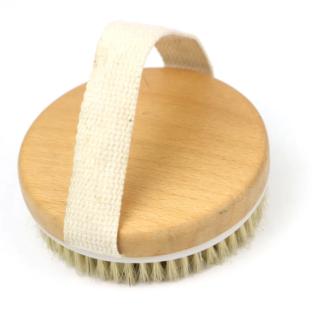 Round Shape Wooden Massager Brush with Plastic DOT and Belt