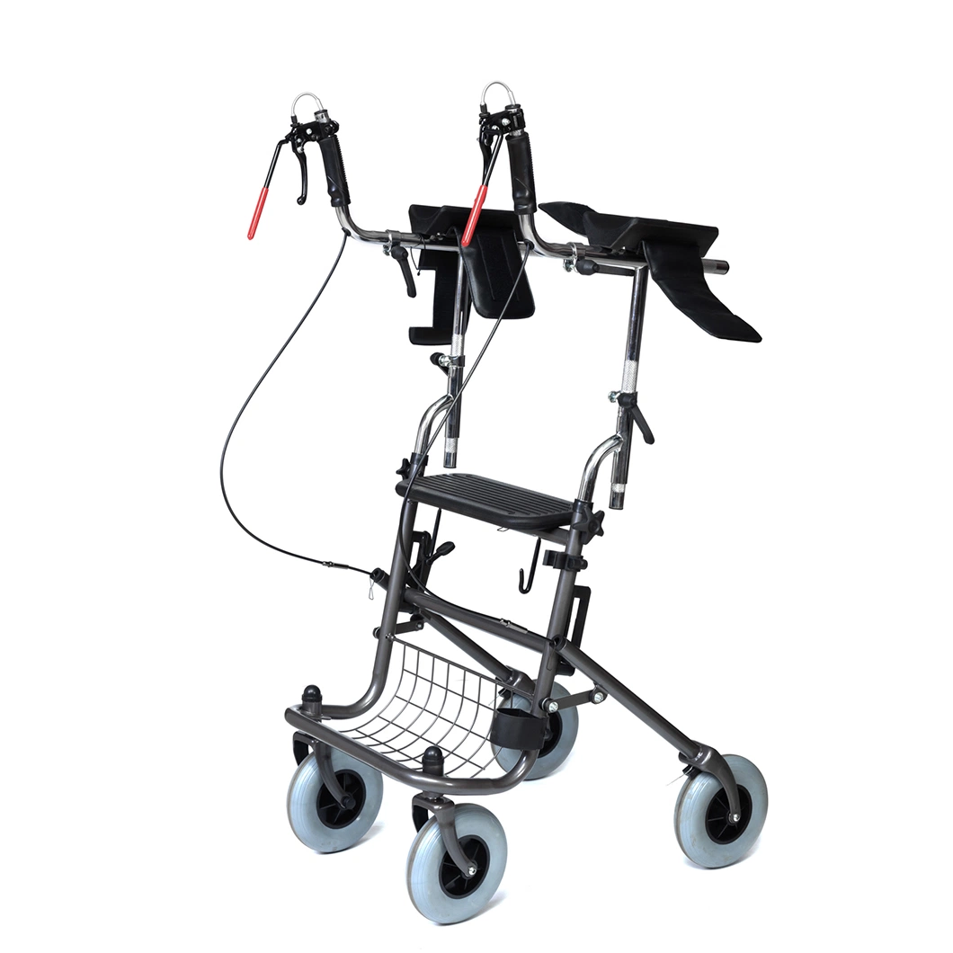 Aluminum Roller 8 Inch PVC Wheel with Seat Board Outdoor Handbrake Trolley Walker