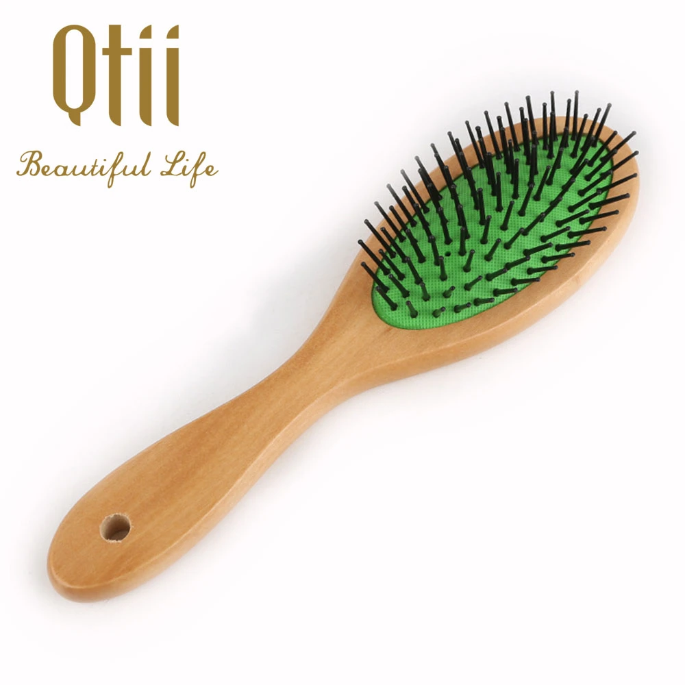 Oval Shape Anti-Static Nylon Bristle Massage Wooden Hair Brush for All Hair Type