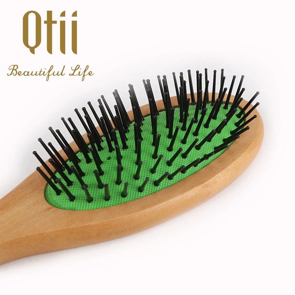 Oval Shape Anti-Static Nylon Bristle Massage Wooden Hair Brush for All Hair Type