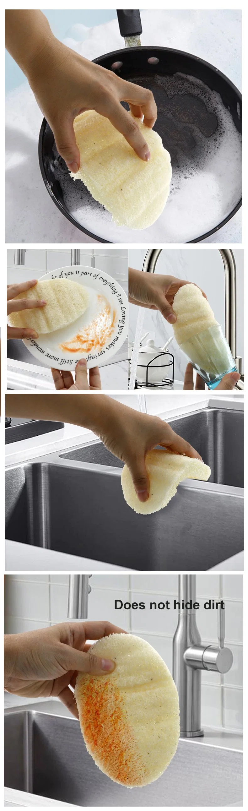 Oval Loofah Dish Brush Kitchen Non-Stick Wash Bowl Sponge Wipe Multi-Functional Loofah Brush