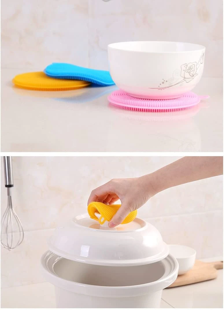 Kitchen Silicone Sponge Dish Brush Double Sided Cleaning Sponges