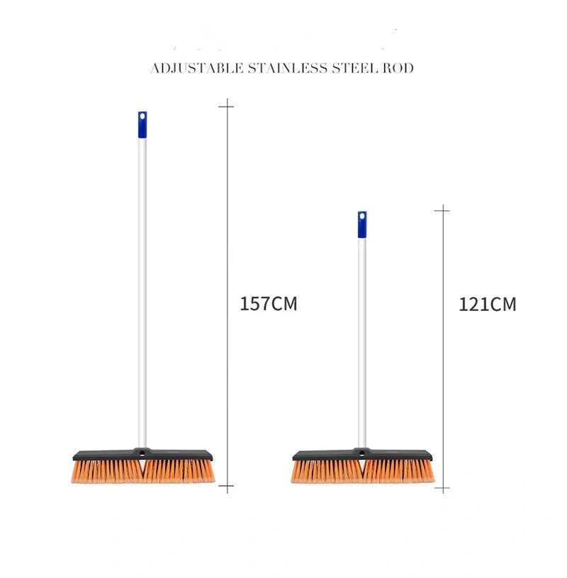 Telescopic Long Handle Bevel Floor Brush Cleaning Large Area