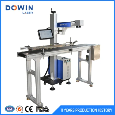  RF 50W Flying CO2 Laser Marking Machine laser Printer on Medicine Paper and Plastic Package with Conveyor Price