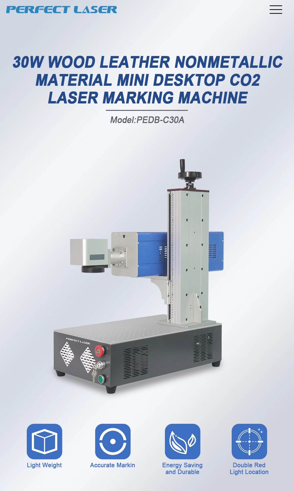 Desktop Small 30W CO2 Laser Marking Machine for Nonmetal