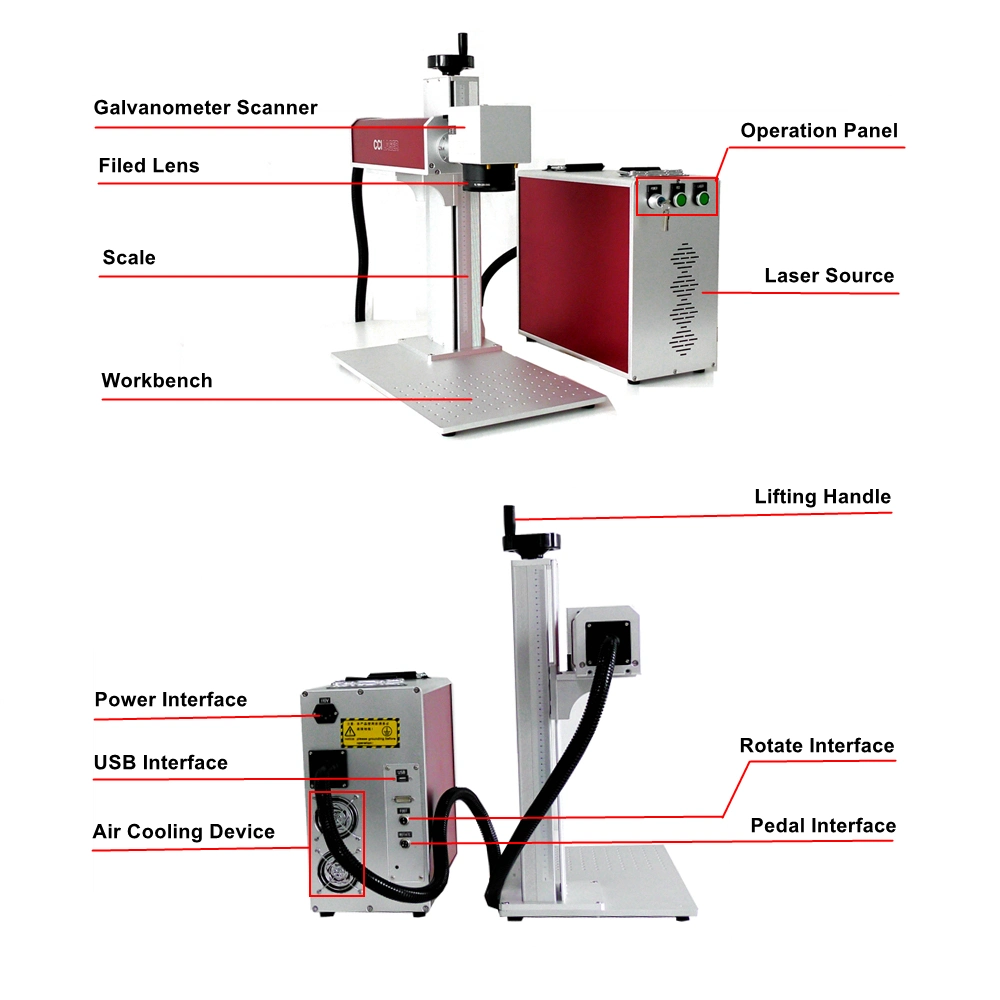 3D UV CO2 Fiber Laser Marking Machine with Auto Focus Metal Laser Marker/Engraving/Engrave/Engraver/Laser Cutting Machine for Logo Printing on Plastic