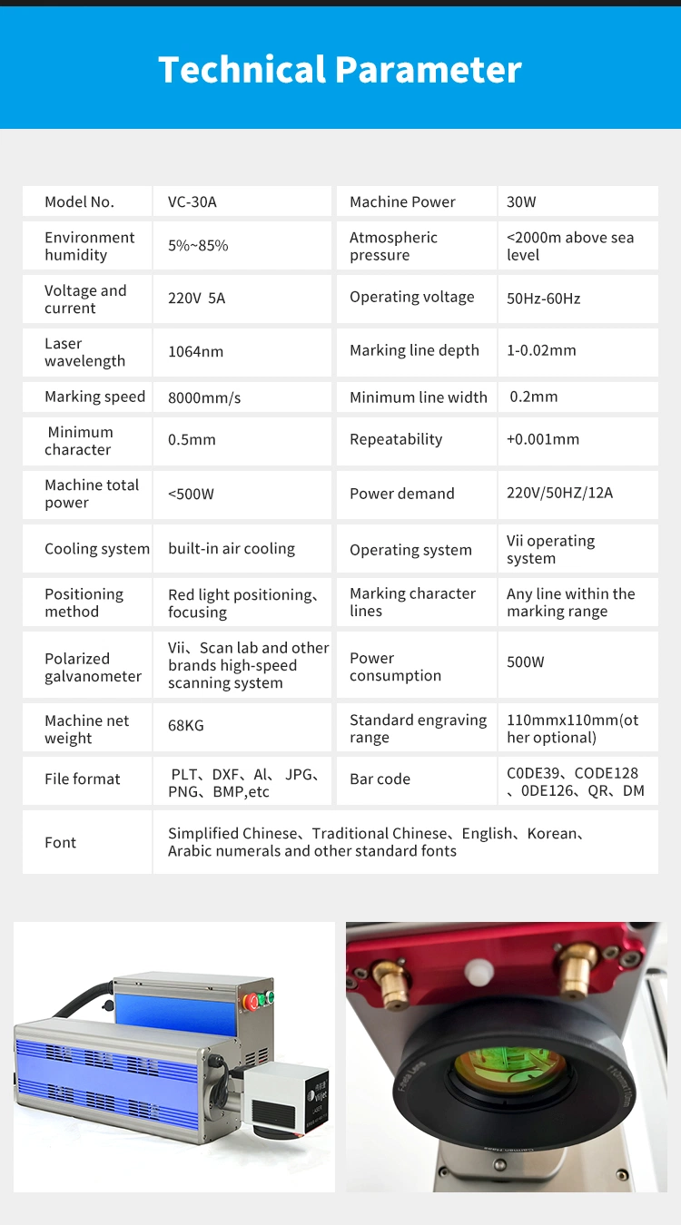 20W/30W CO2 Laser Engraver Machine/Equipment Laser Marking/Engraving/Coding Machine for Food Bottle Packaging/Coding