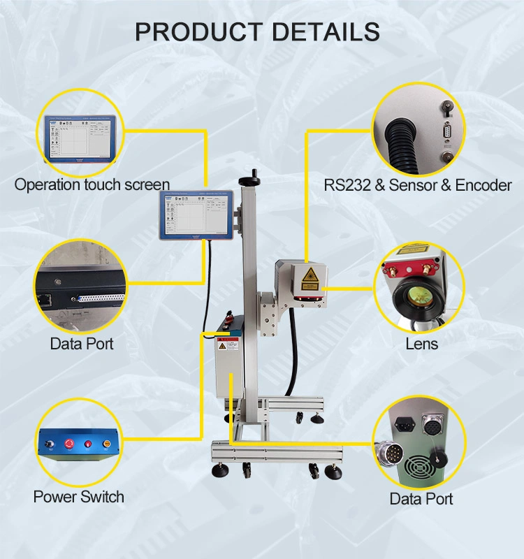 30W/60W PVC Film CO2 Laser Marking Coding Machine Printer for Packing Machine