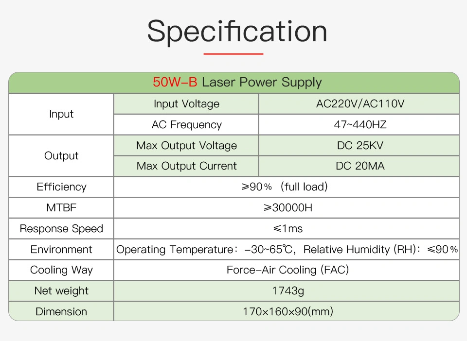 Startnow 50W-B CO2 Laser Power Supply 50W 220V 110V 45W 55W Pus Myjg-50 for CO2 Laser Tube Marking Machine Engraving Spare Parts