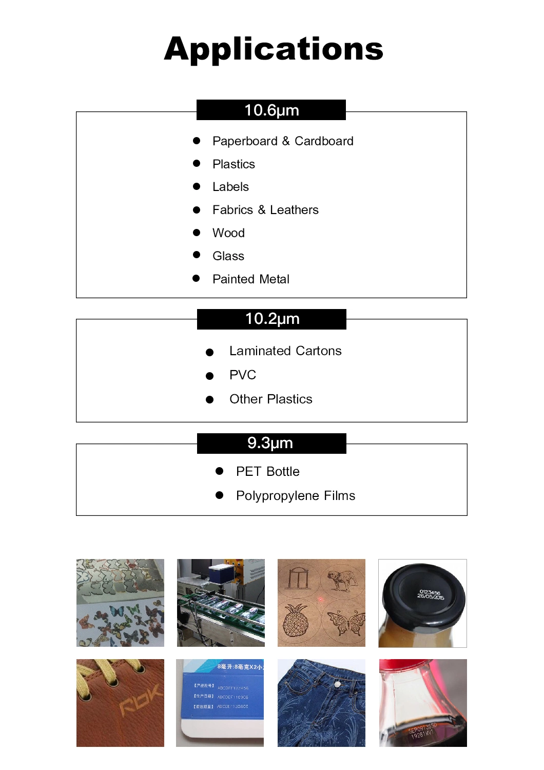 Wood CO2 Laser Marking Machine with 40W 60W Rfmetal Laser Tube for Acrylic Wood Leather