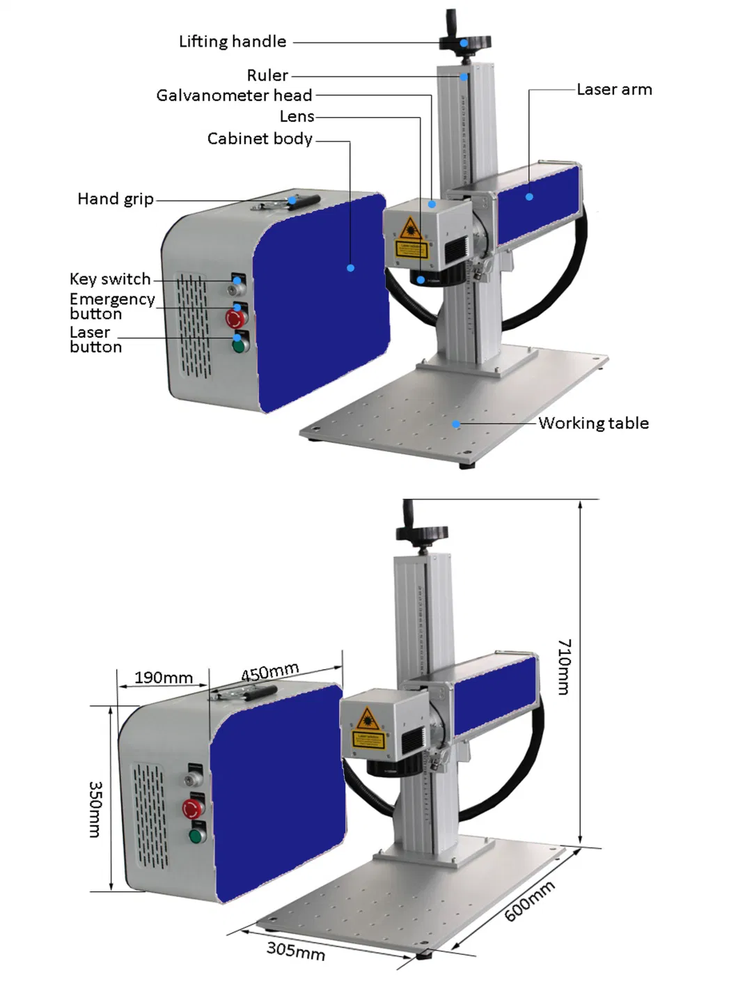 20/30/50/60/100W Raycus Max Jpt 3D CO2 Mopa Logo Printer Marker Portable Mini Optical Laser Engraver YAG Metal Fiber Laser Marking Machine for Bearing Cup PCB