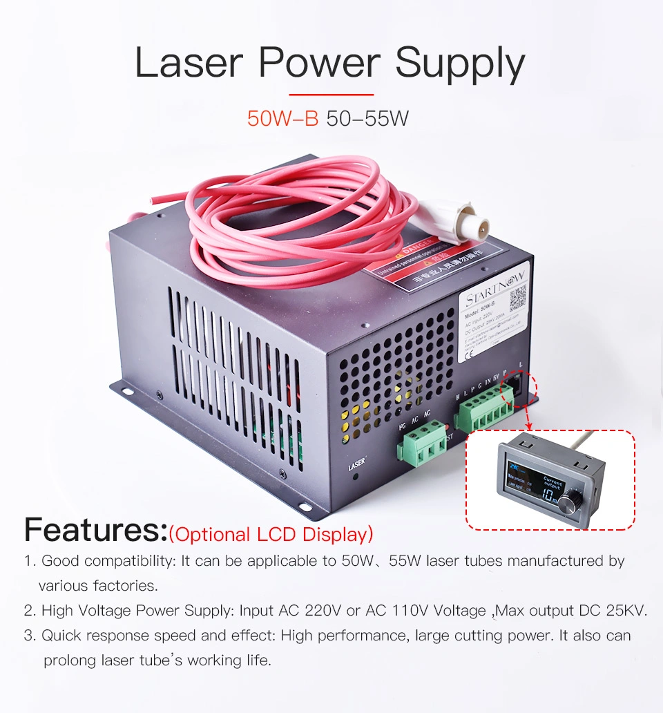 Startnow 50W-B CO2 Laser Power Supply 50W 220V 110V 45W 55W Pus Myjg-50 for CO2 Laser Tube Marking Machine Engraving Spare Parts