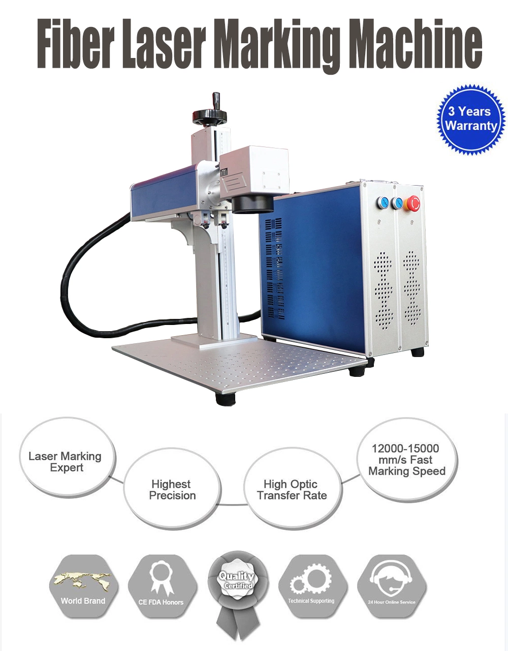20W 30W 50W 100W UV CNC CO2 Fiber Laser Marking/3D Logo Printing/Cutter/Engraving/Cutting Machine for Metal/Plastic/PVC/Composites/Chrome/Laser Engraver