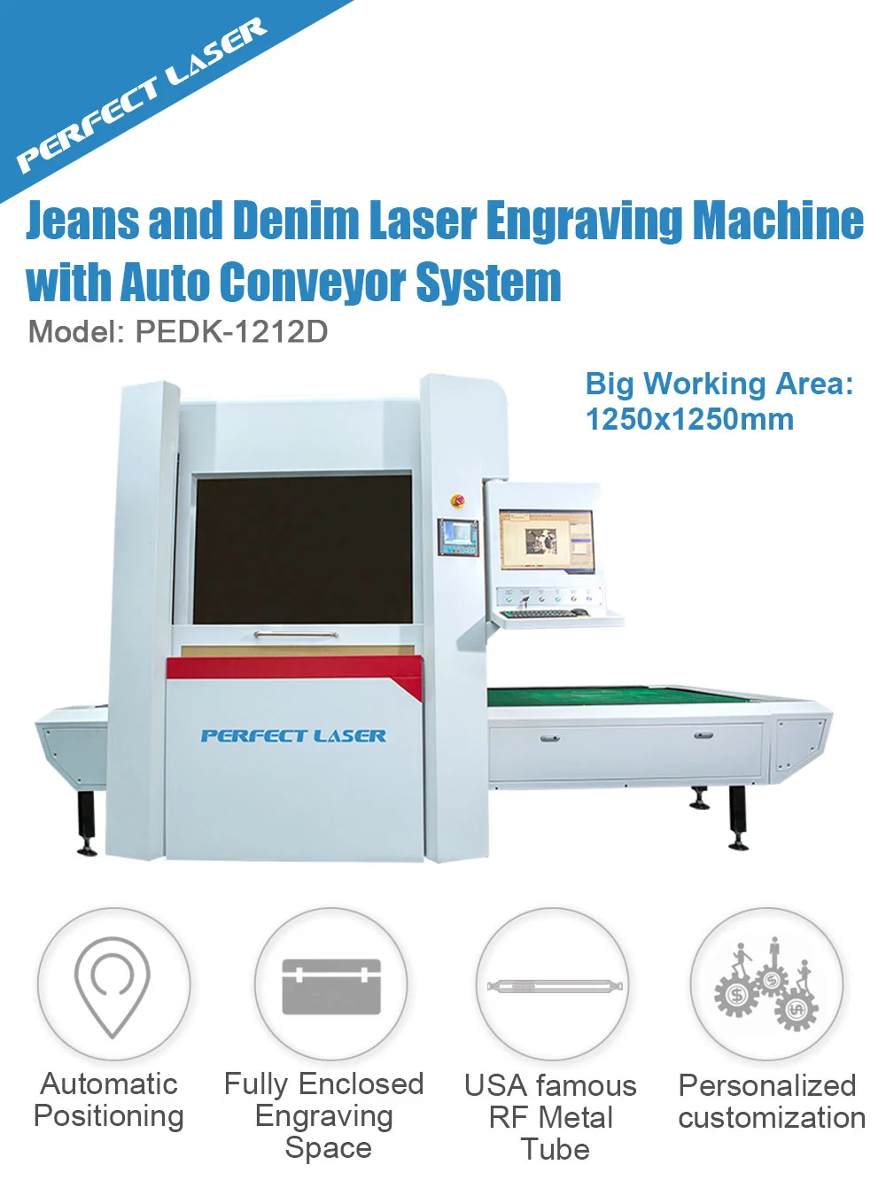 300W Rofin Metal RF Tube Galvo Laser Jeans Denim Engraving Machine