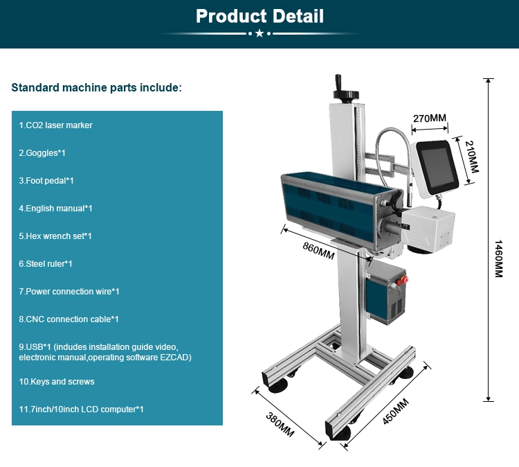 High Speed 30W Glass Date Fly CO2 Laser Marking Engraving Machine for Transparent Water Bottle with CE