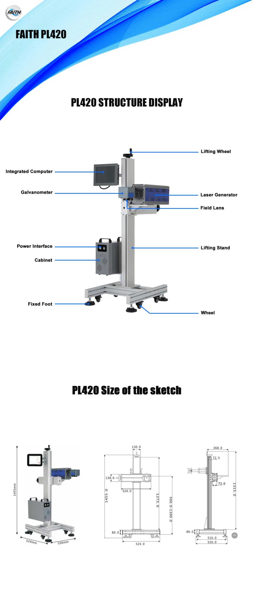 Faith Laser Plastic Cloth Jeans Cable Other Non-Metal Materials CO2 RF Online Flying Laser Marking Machine