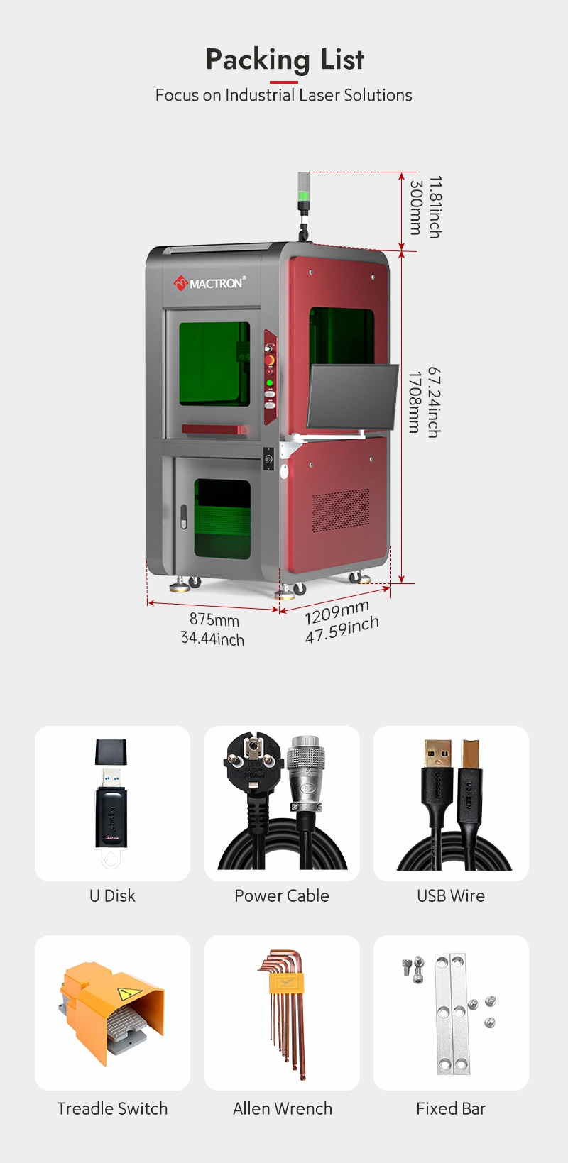 100W RF Tube Non-Metallic CO2 Laser Marking Machine