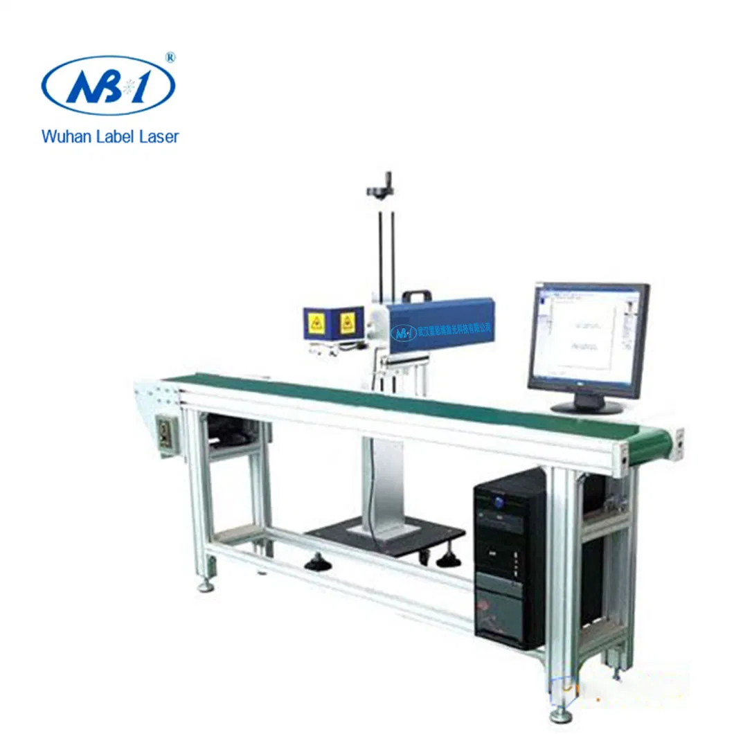 Production Line Flying CO2 Galvo Laser Marking Machine 30W 60W 80W 100W for Leather/Plastic/Wood/Acrylic/Carton/Bottle