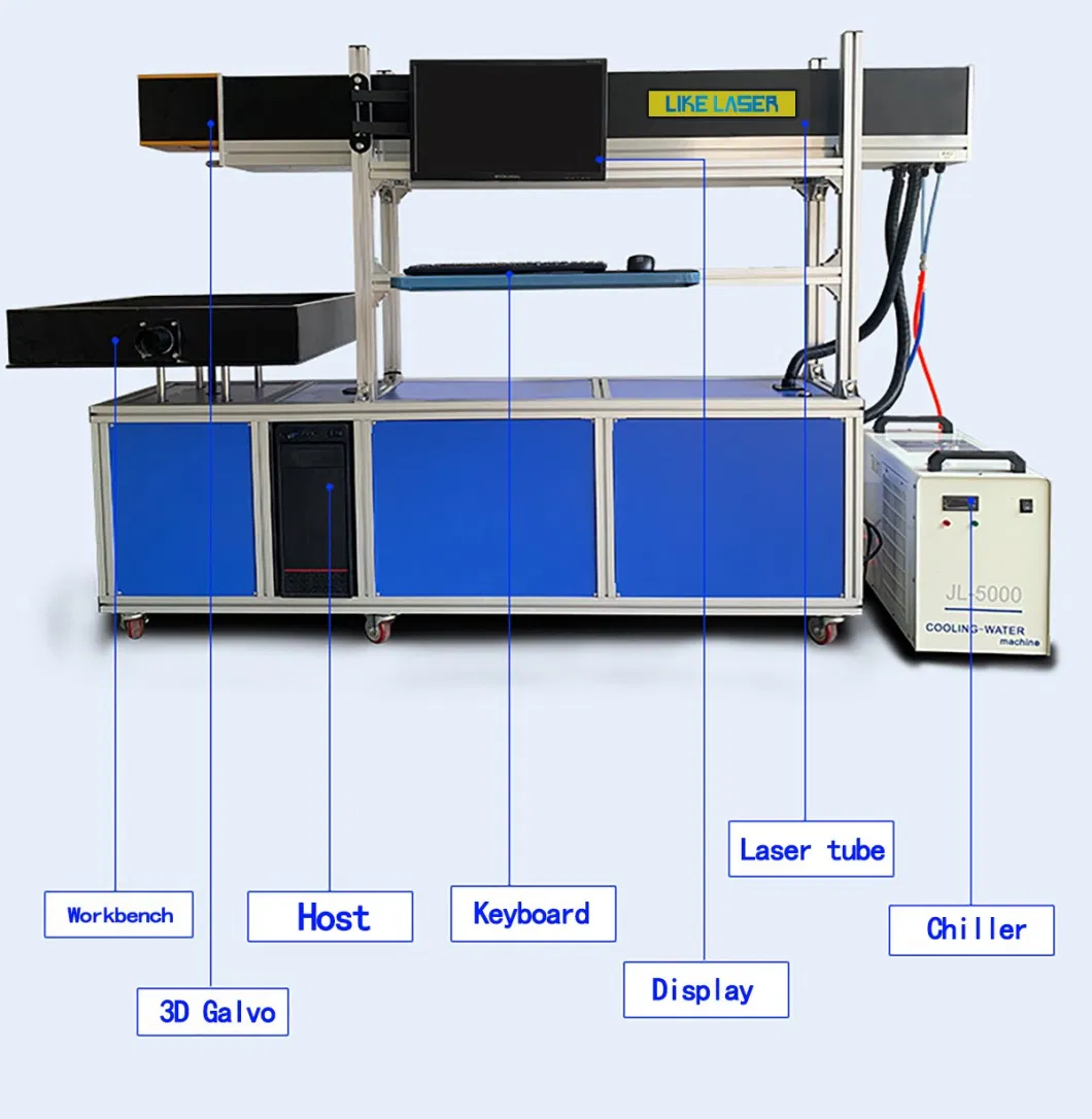 3D Dynamic Focusing Laser Wire Marker Cloth Denim Jeans / Wood CO2 Laser Marking Engraving Machine