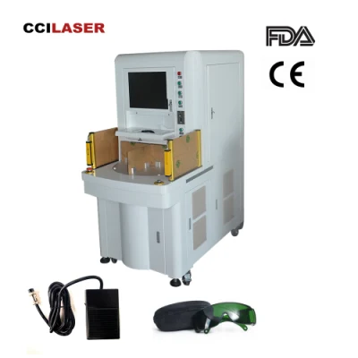  Standard europeo Auto Focus Raycus sorgente laser Rotary asse Full Macchina per marcatura laser a fibre a coperchio chiuso per la Monili profonda incisione