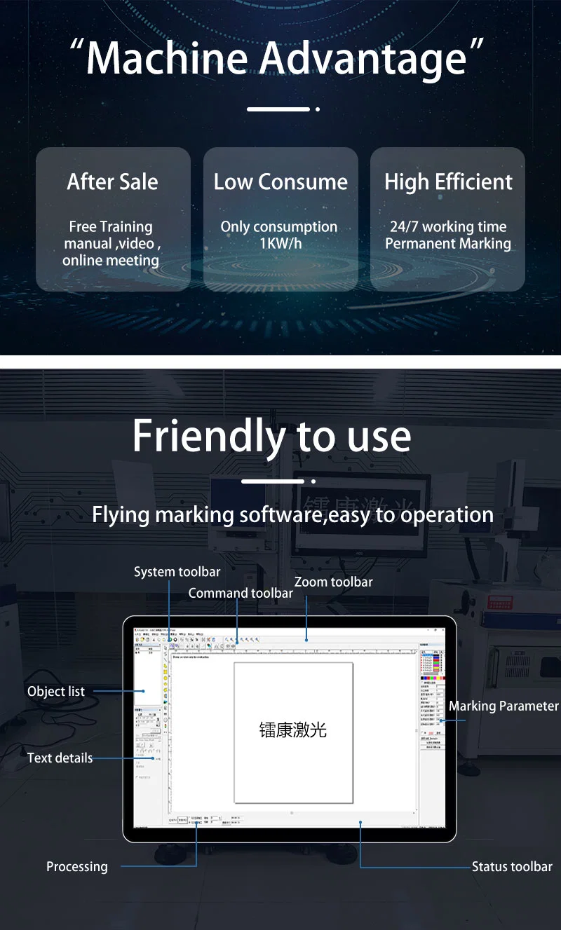 Automatic Flying Laser CO2 Marking Machine Logo Laser Marking Equipment Automatic Laser Marker