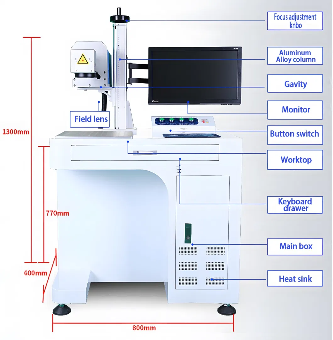 Fiber Laser Marking Machine Tabletop for Factory Marking Variety Materials 20W 30W 50W 80W 100W