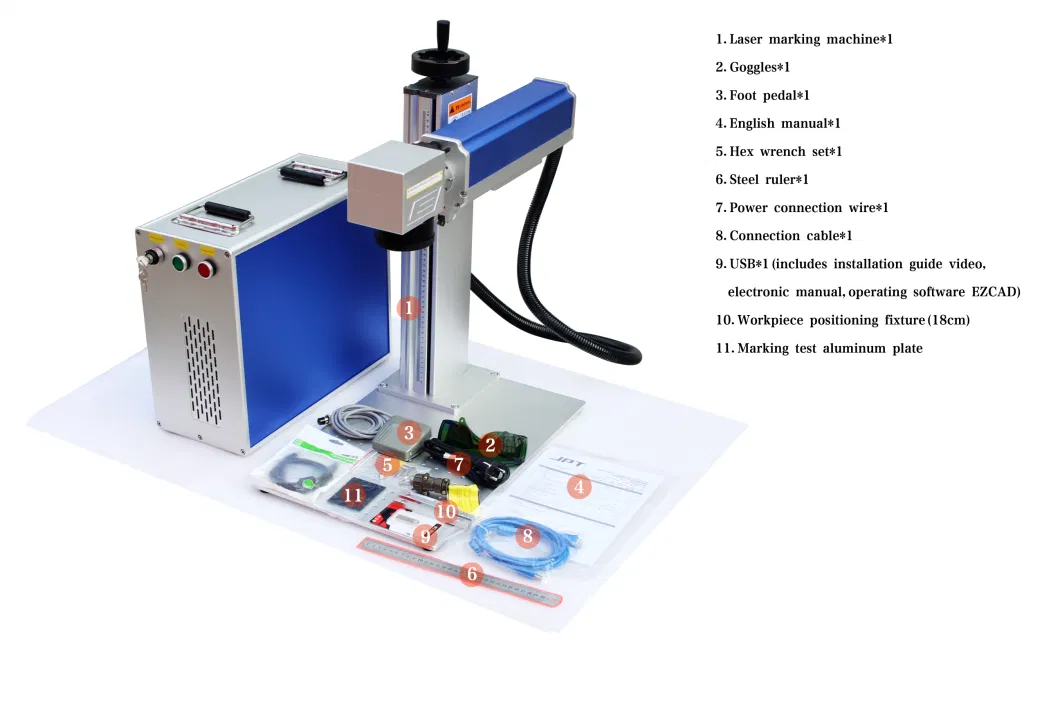 Golden Supplier 20W 30W Mopa 50W 100W CO2 Fiber Laser Marking Machine CNC for Metal and Non-Metal