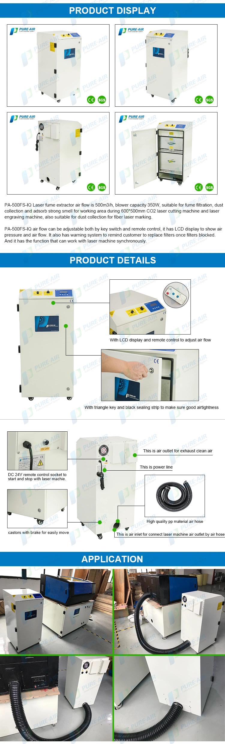 China Manufacture Pure-Air Hot Sale PA-500FS-IQ Vacuum Cleaner For Laser &amp; Soldering