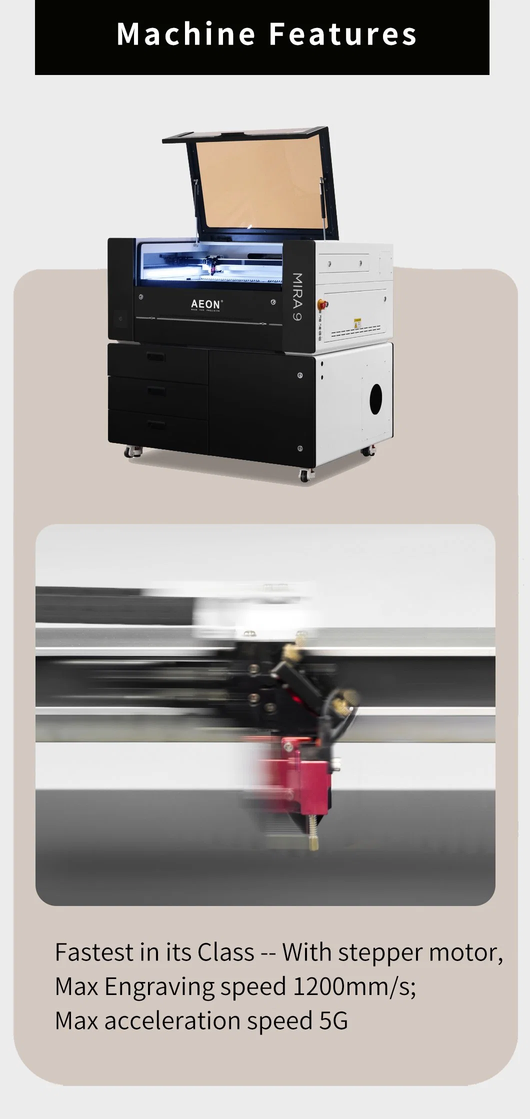 Aeon 30W/60W/80W/RF30W Logo Vector Engraving Printing Machine 9060 7045 5030 Water Cooling Fiber Laser Marking Machine for Acrylic Crytal Leather MDF