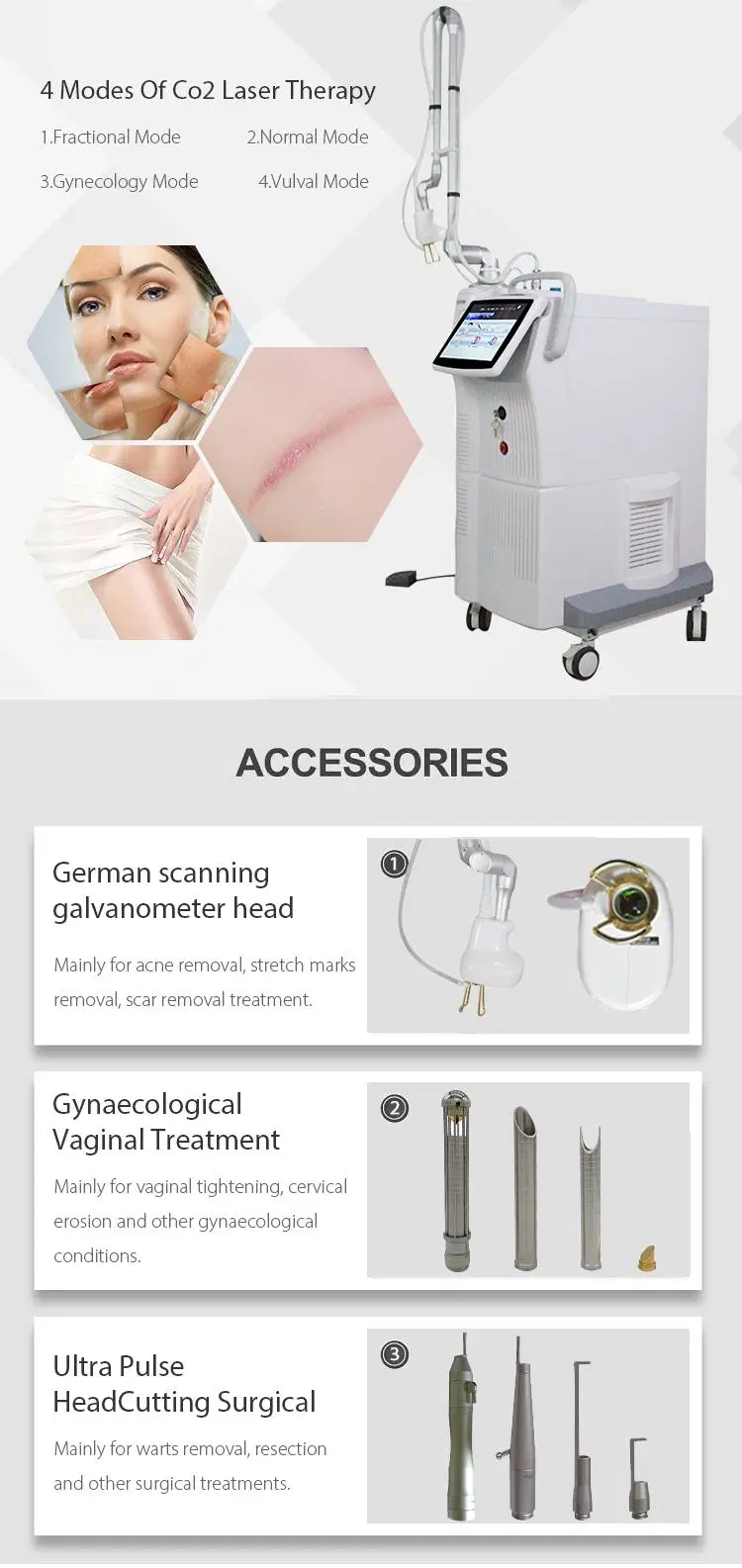 Medical Use CO2 Fractional Laser Skin Resurfacing Beauty Machines for Scar, Stretch Marks, Pigmentation, Wrinkle Removal CO2 Laser